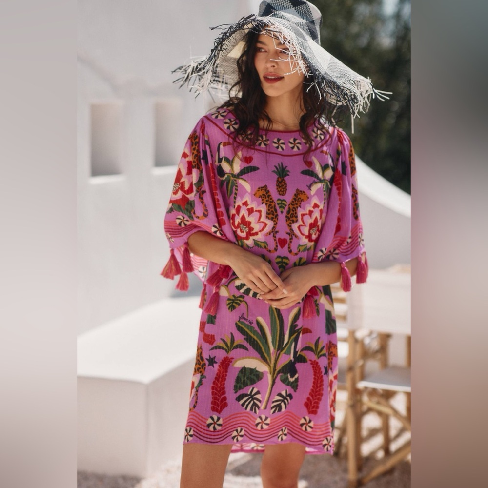 Farm Rio Pink Leopard Forest Cover-Up Dress XS